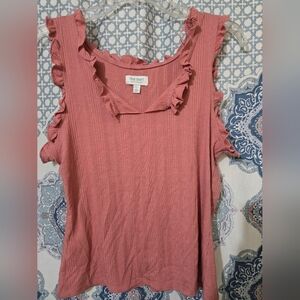 True Craft Women's Ruffled Mauve Tank Top